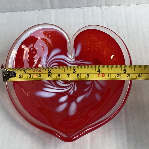 Glass Eye USA red heart shaped art glass candy dish Valentine's Day - Picture 8 of 10